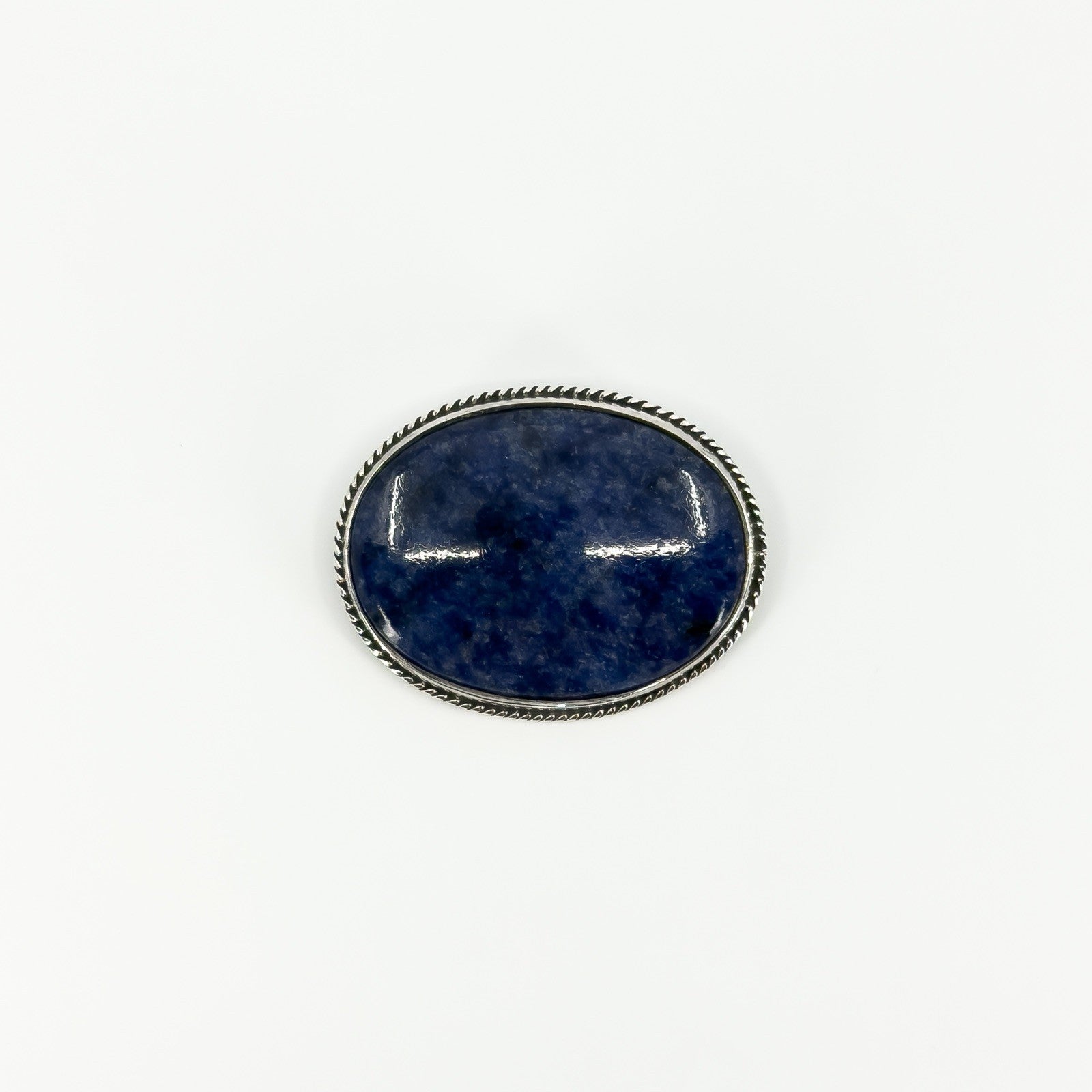 Large Vintage Sterling Silver Blue Agate Brooch 925 (Birm 1989)