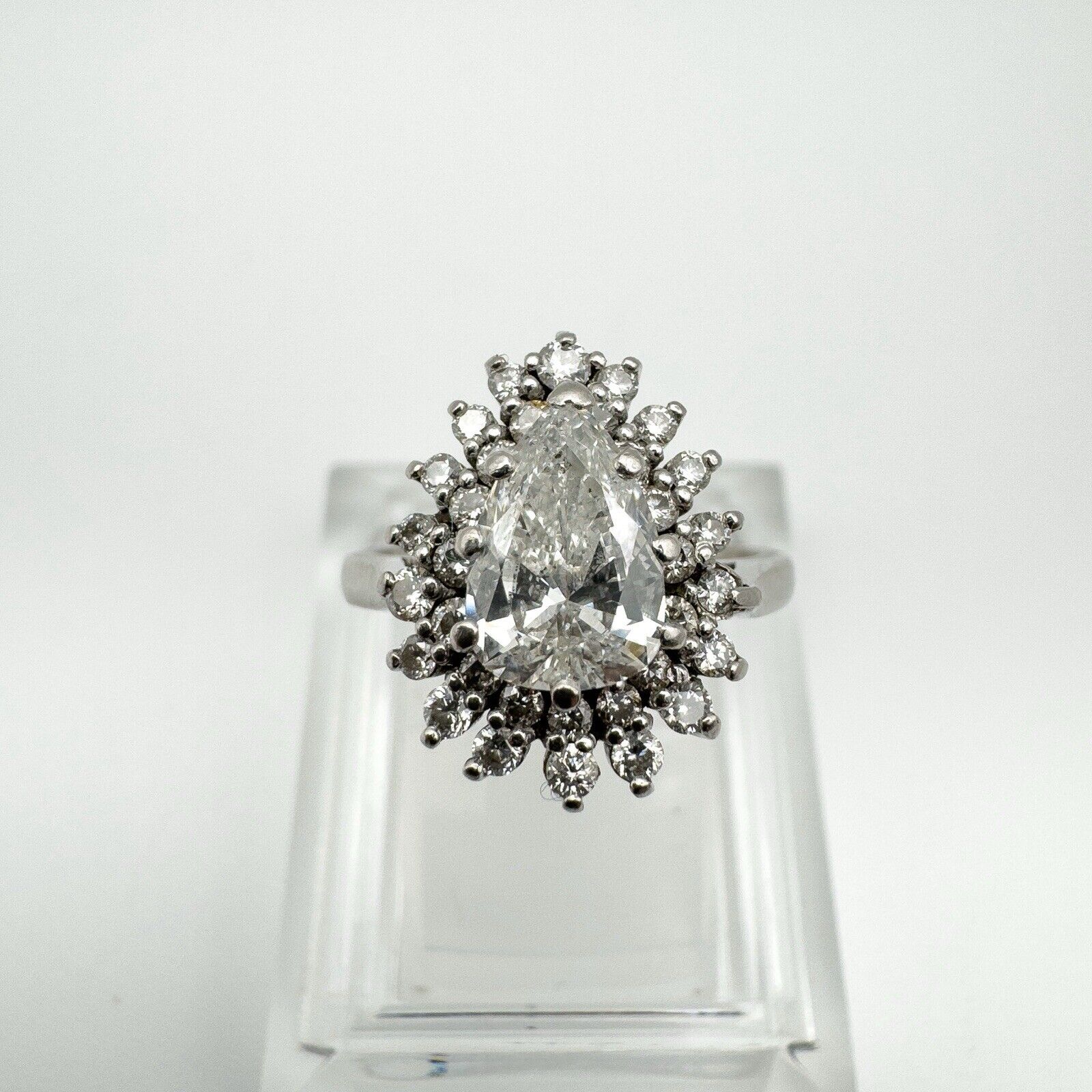 Platinum 1.95ct Diamond Pear Engagement Ring Size K - L