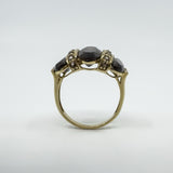 Huge Vintage 9ct Gold Chunky Smokey Quartz Trilogy Size T - U