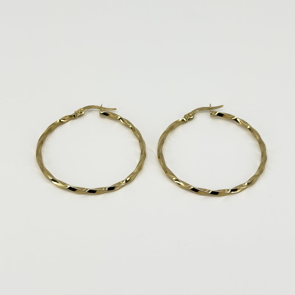 Large Vintage 9ct Gold Twisted Hoop Earrings 375
