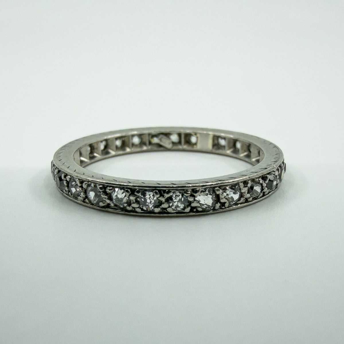 Antique Platinum Old Cut Diamond Full Eternity Band / Ring Size L - M