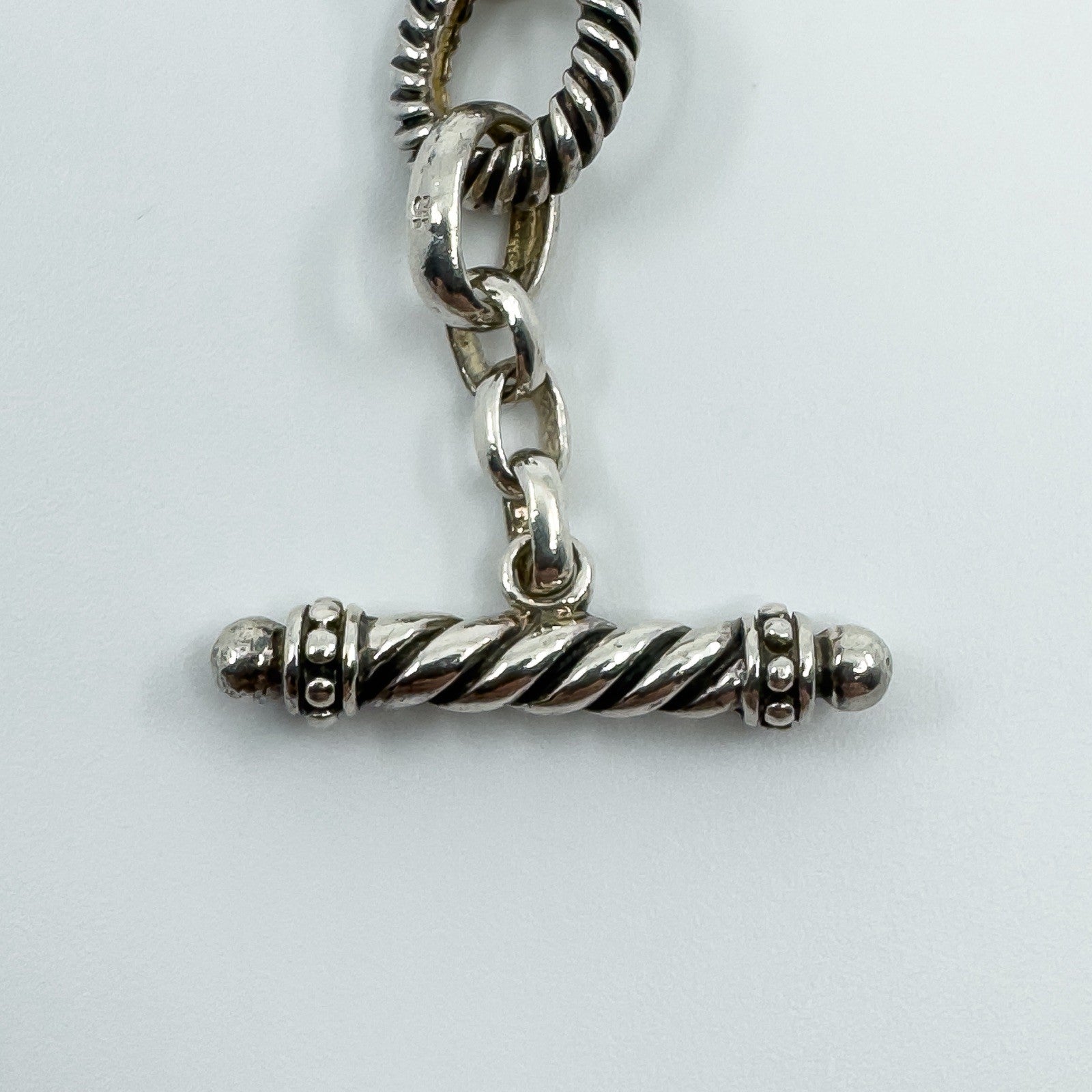 Vintage Sterling Silver Chunky 18.5” Fancy Link Chain & T-Bar Toggle 925 50g