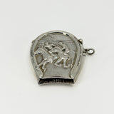 Huge Oversized Chunky Vintage Sterling Silver Equestrain Locket / Vesta Case