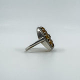 Huge Chunky Sterling Silver 4.50ct Citrine & Marcasite Cocktail Ring Size O - P