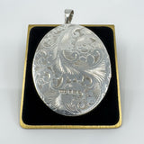 Rare Huge Oversized Chunky Vintage Sterling Silver Oval Photo Locket Pendant 69g