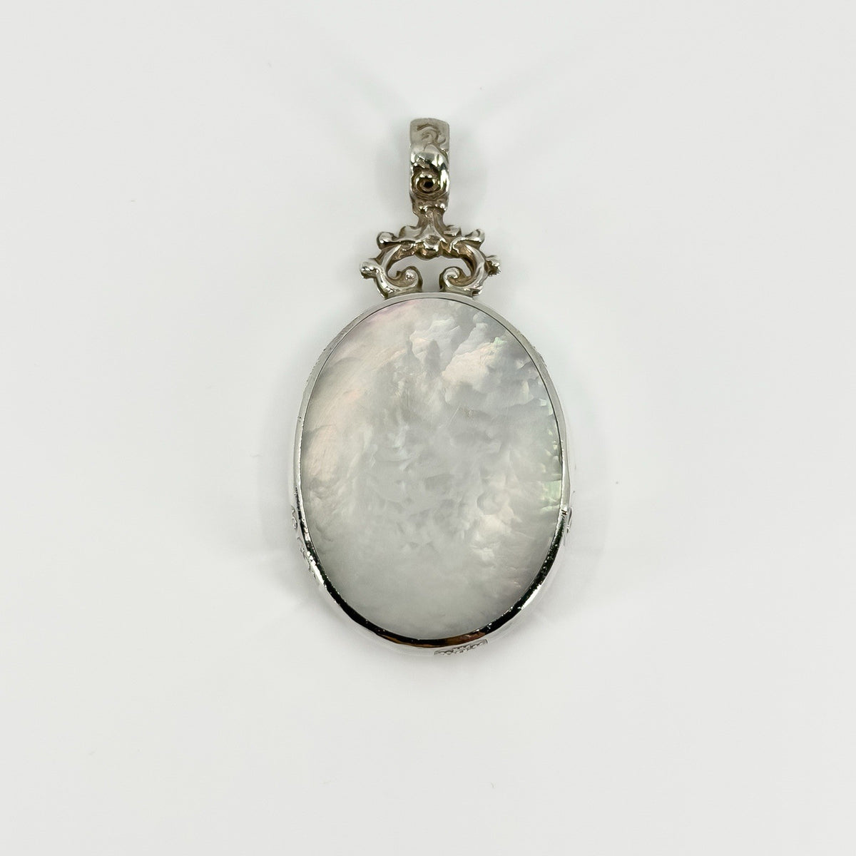 Chunky Vintage Double Sided Black Onyx & MOP Pendant 925 by David Scott Walker
