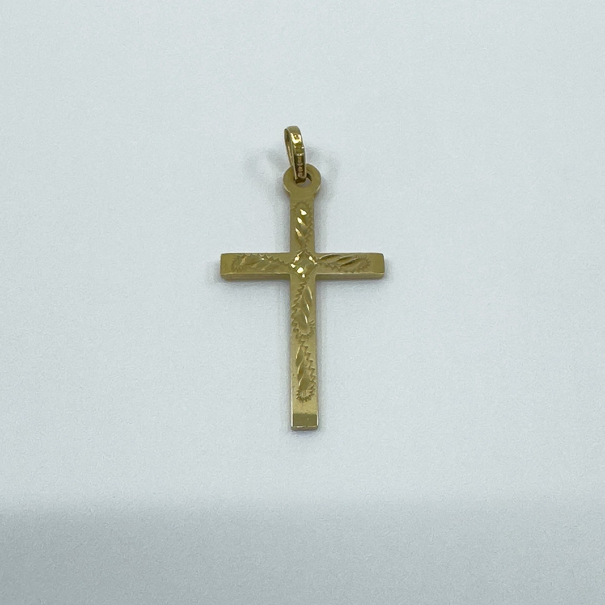 Vintage 9ct Gold Engarved Christian Cross Pendant / Charm 375 Reversible (1994)