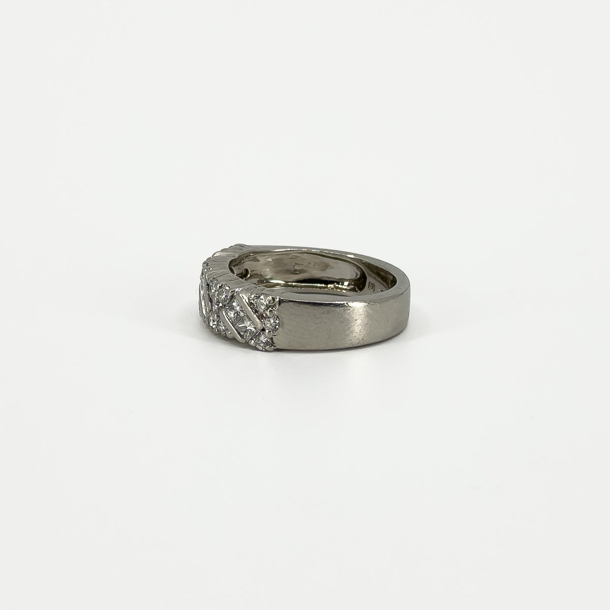 Wide Chunky Platinum Diamond Band / Ring 950 Size L - M