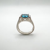 1.5ct Blue Topaz Solitaire Ring Sterling Silver 925 Size K Engagement Stacking