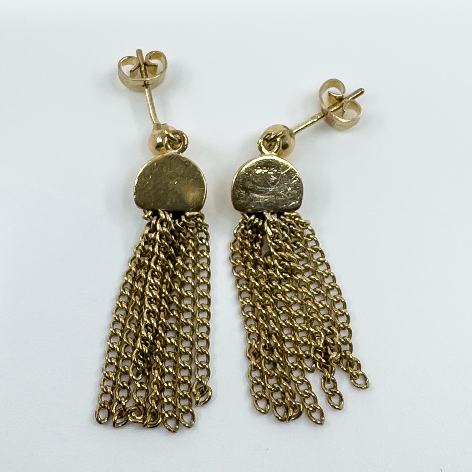 Vintage 9ct Gold Tassle Drop Earrings 375 (London 1977) Art Deco Style