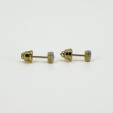 Small Chunky 14ct Gold Tiny Diamond Solitaire Square Stud Earrings 585