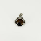 Vintage Spinning Brown Banded Agate & Grey Mop Fob 925 by David Scott Walker