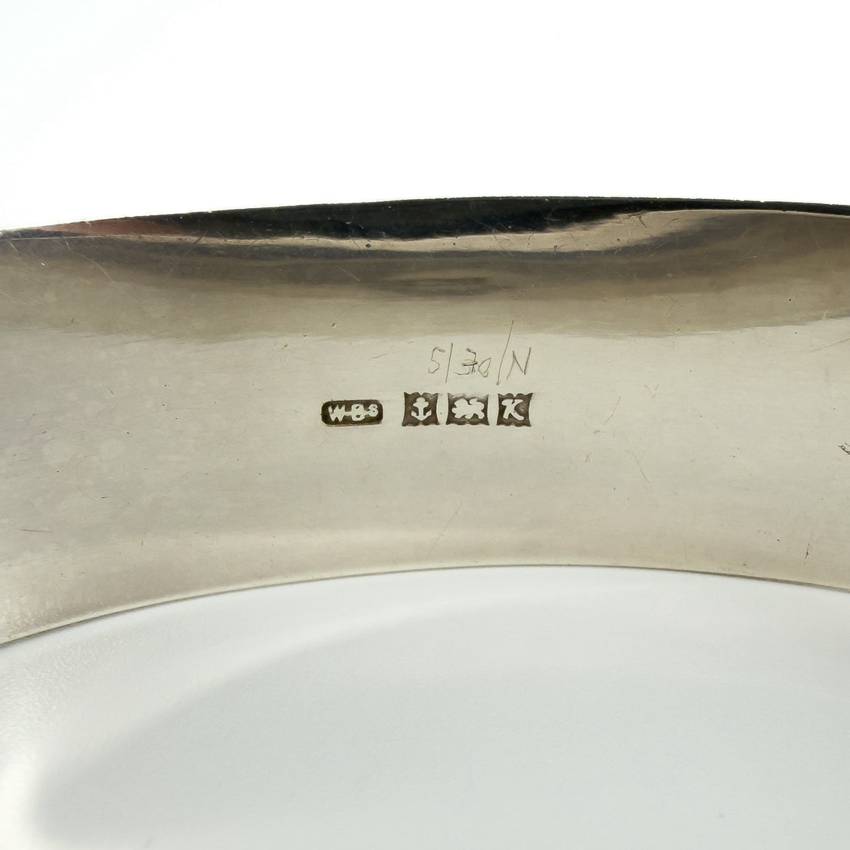 Chunky Vintage Sterling Silver & Rose Gold Engraved Floral Bangle 925 Birm 1959
