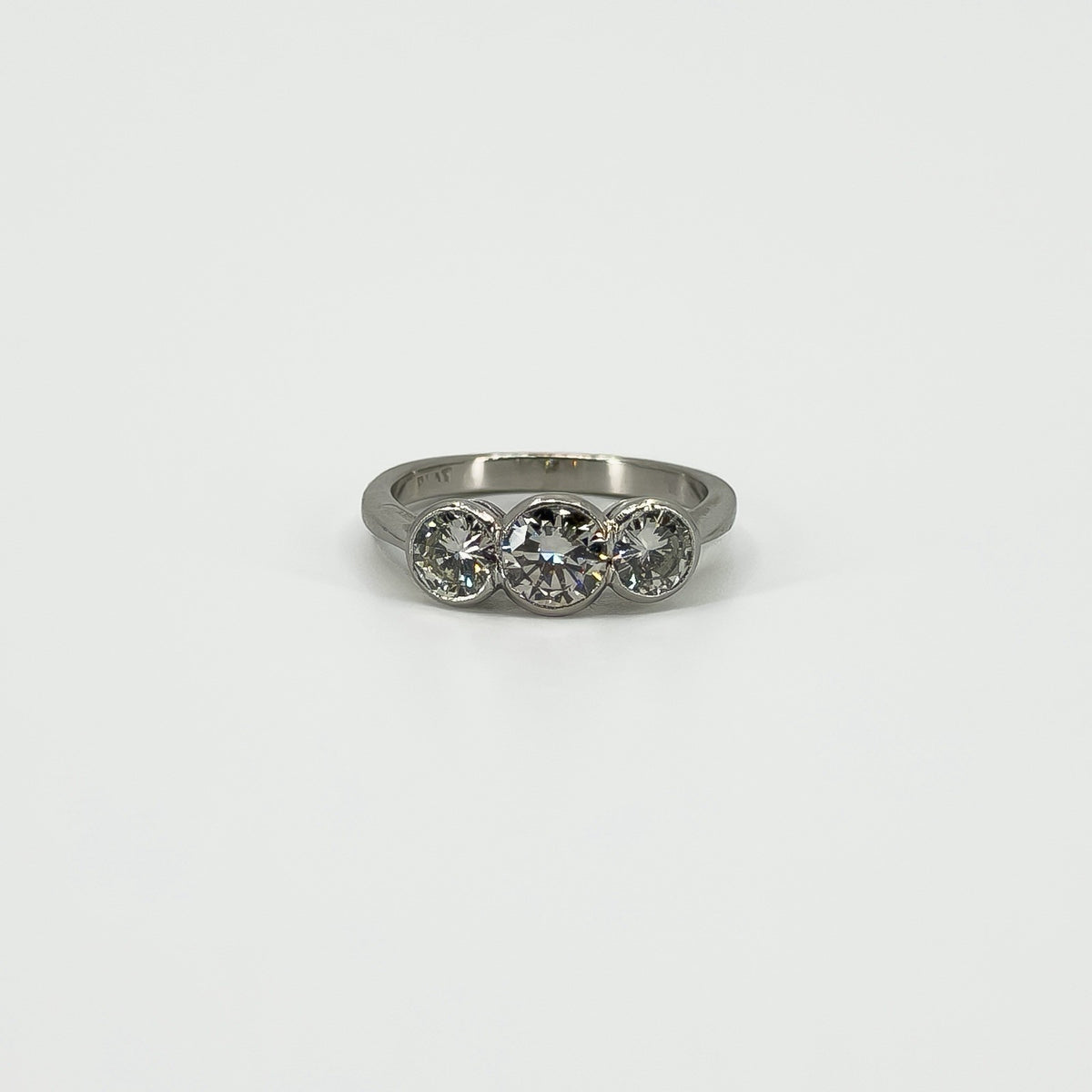 Vintage Platinum 1.60ct Diamond Trilogy Ring 950 Size L
