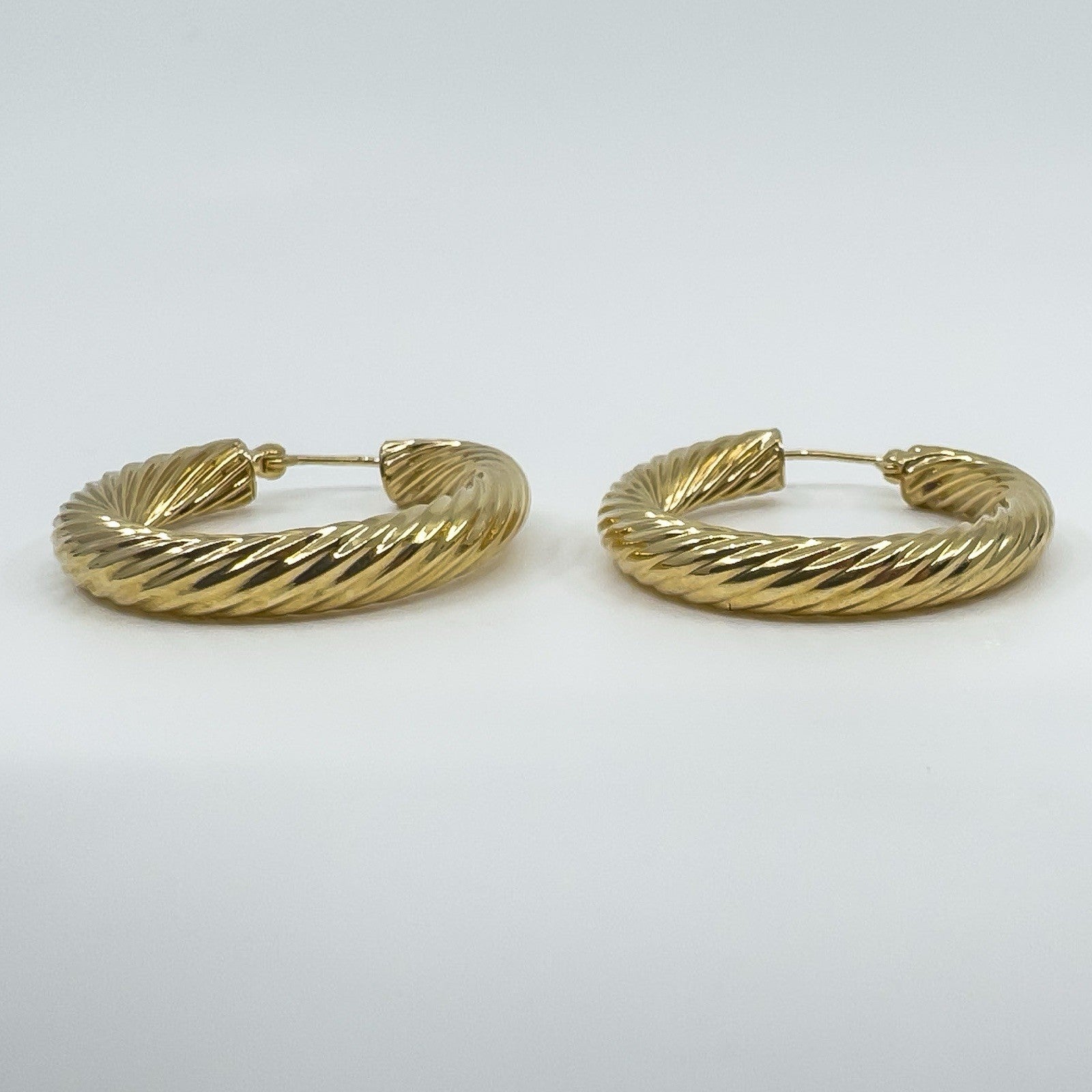 Large Vintage Chunky Twisted 9ct Gold Hoop Earrings 1991
