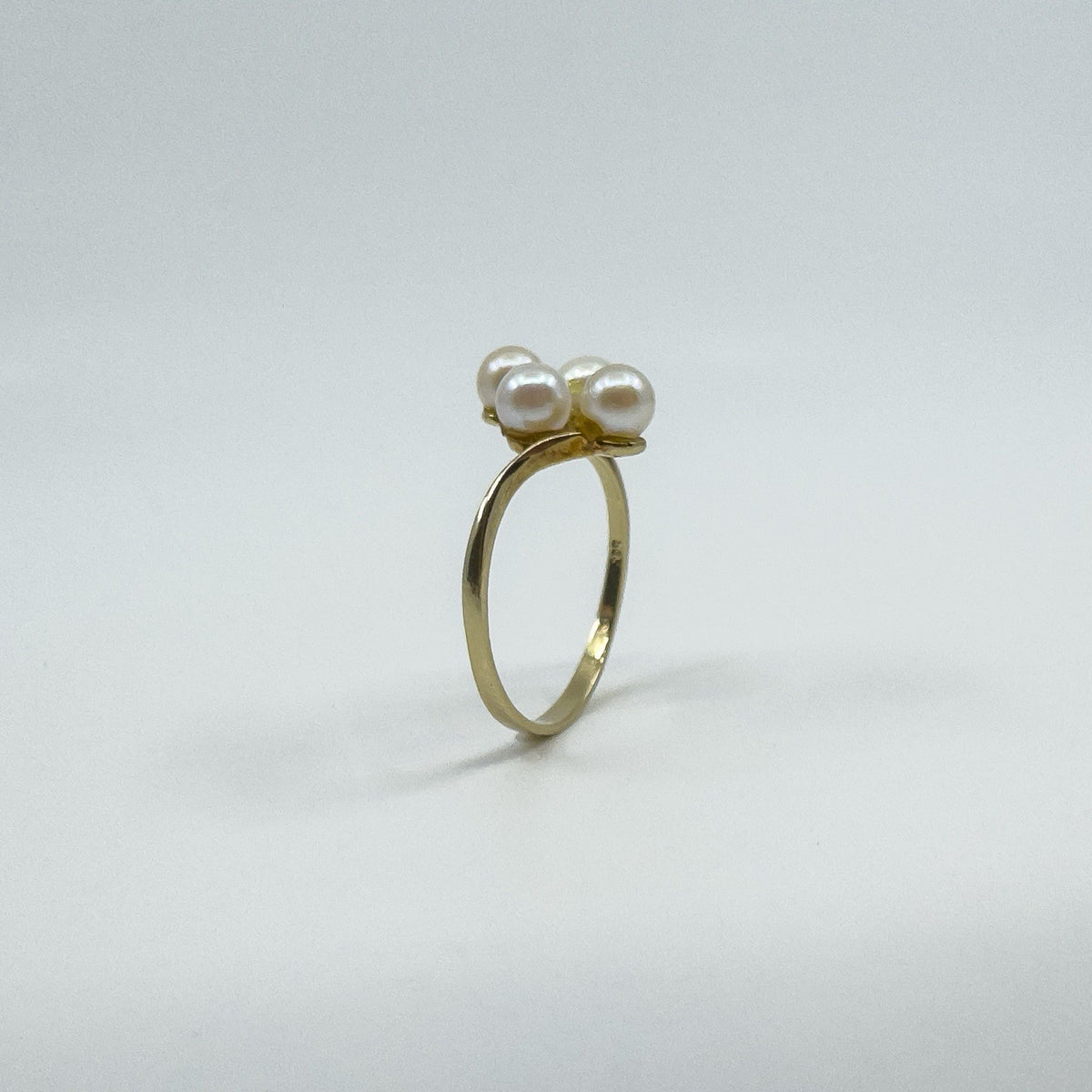 Vintage 9ct Gold 4x Pearl Ring 375 Size P