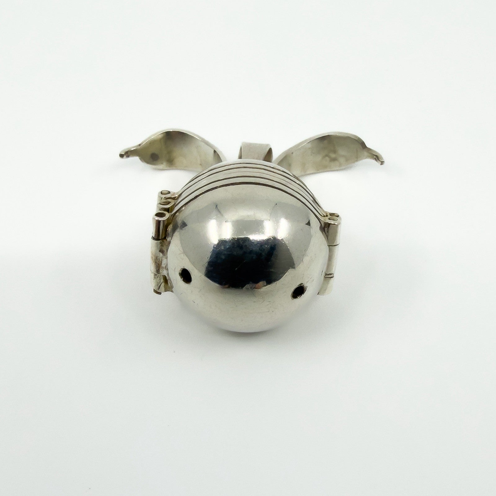 Vintage Sterling Silver Chunky Orb Photo Locket 925