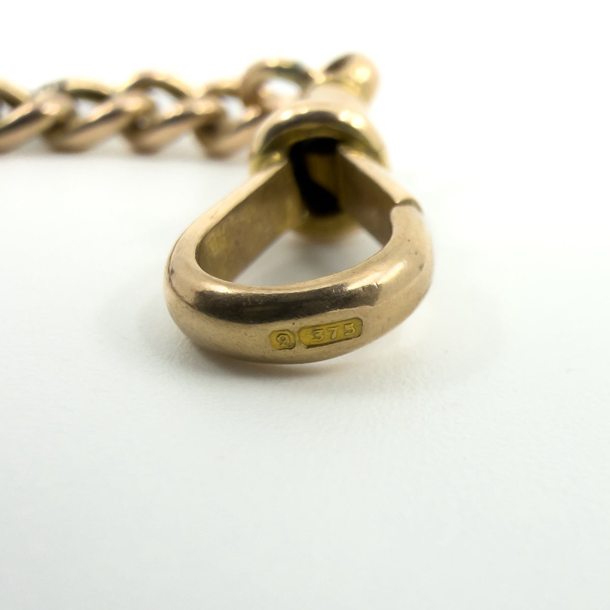 Antique 9ct Rose Gold 17.” Albert Chain Necklace Double Dog Clip T-Bar Charm 375