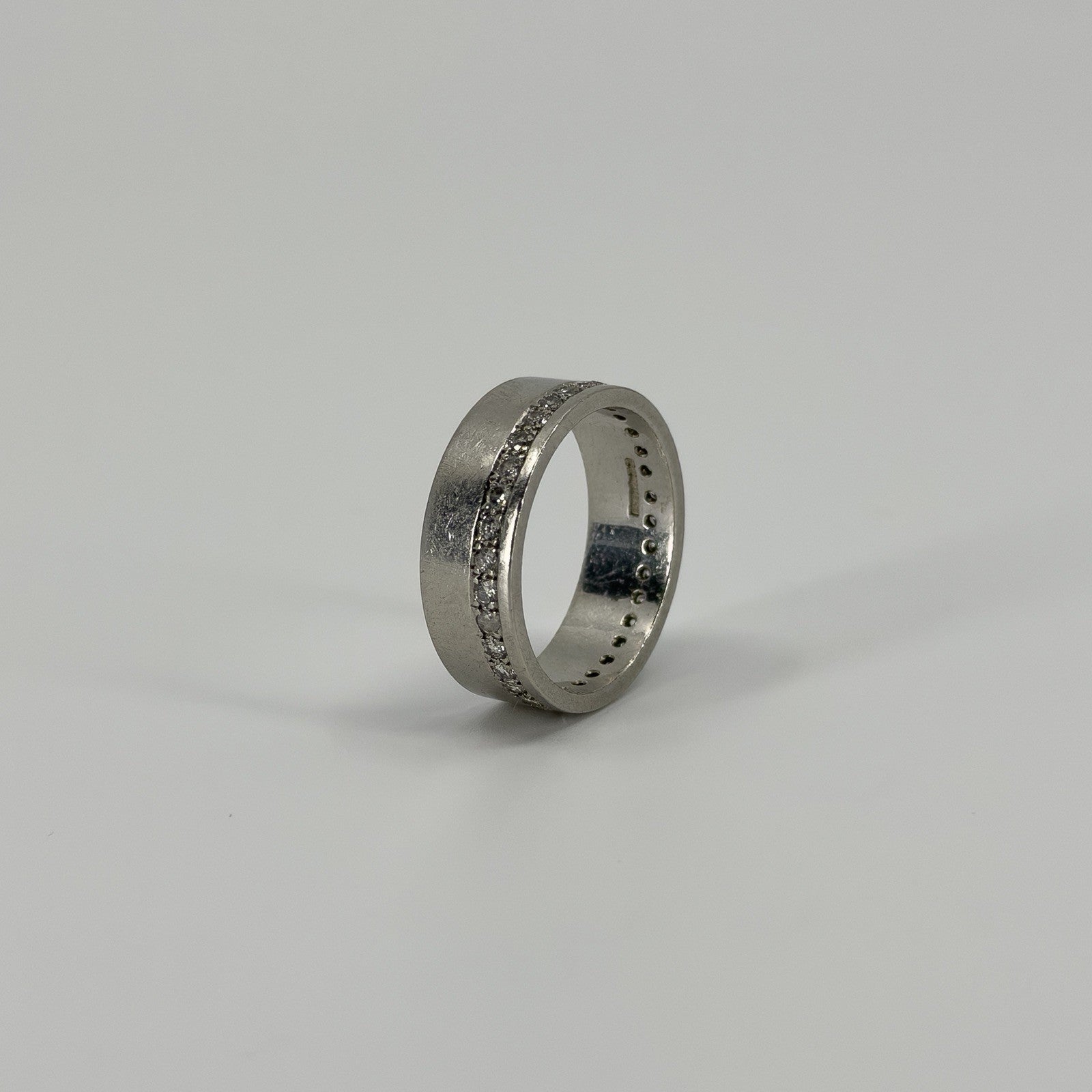 Chunky Wide 6.8mm Platinum Diamond Full Eternity Band / Ring 950 Size O (2007)