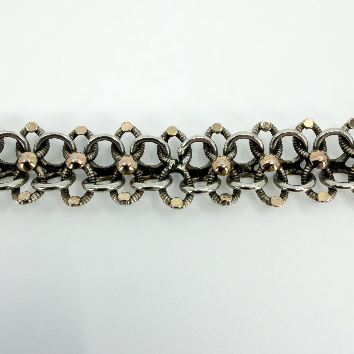 Antique Victorian Sterling Silver & Rose Gold Book Chain & Charm Bracelet 925