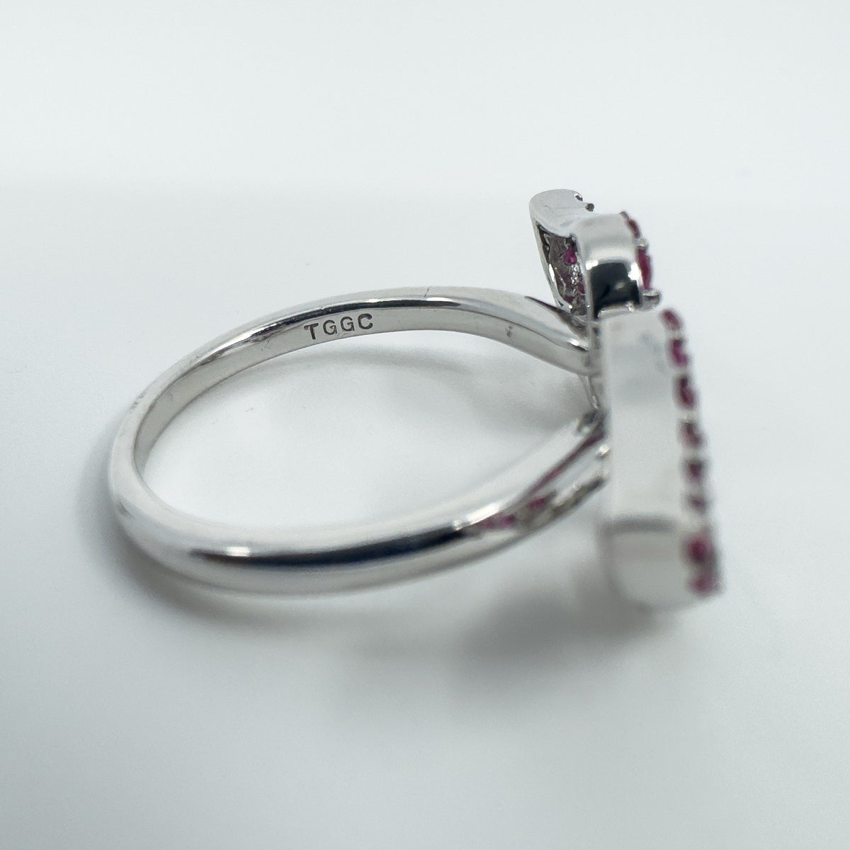 New Sterling Silver Ruby Double Angel Wings Ring 925 Size N - O