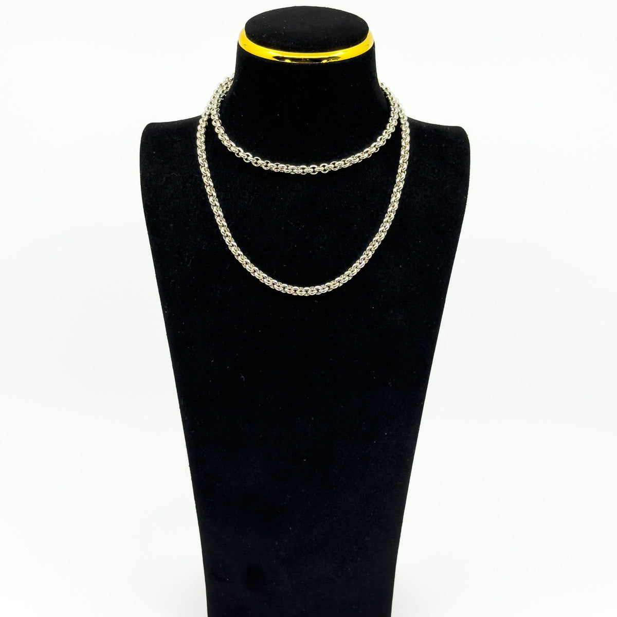Chunky Vintage Sterling Silver 28.5” Rolo Links Chain / Necklace 925