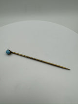 Antique Vintage Turquoise Gold Plated Stick Pin