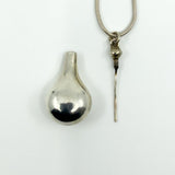 Vintage Sterling Silver Tear Drop Perfume Poison Bottle Pendant & 16" Chain 925