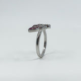 New Sterling Silver Ruby Double Angel Wings Ring 925 Size N - O