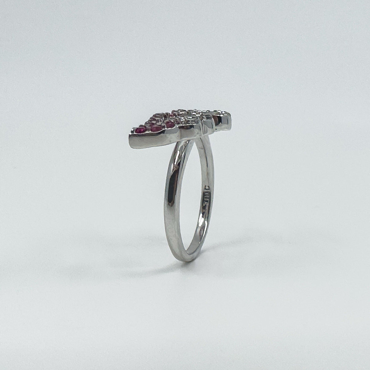 New Sterling Silver Ruby Double Angel Wings Ring 925 Size N - O