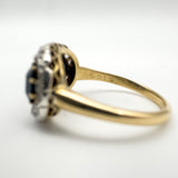 Antique 18ct Gold1.80ct Trilogy Sapphire & Rose Cut Diamond Ring Size R - S