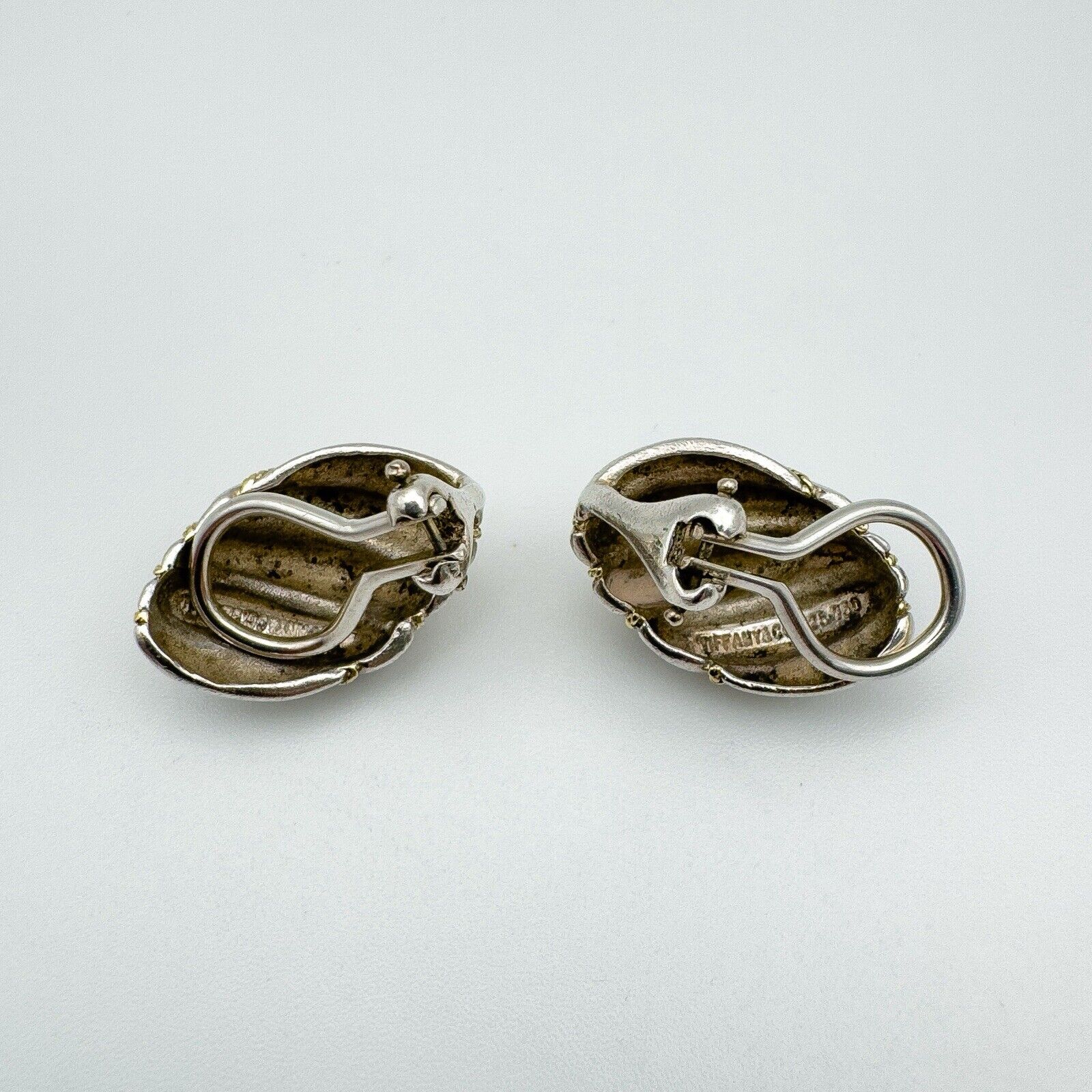 Vintage Tiffany & Co. Shrimp Clip on Earrings in Sterling Silver 18k Gold RARE *