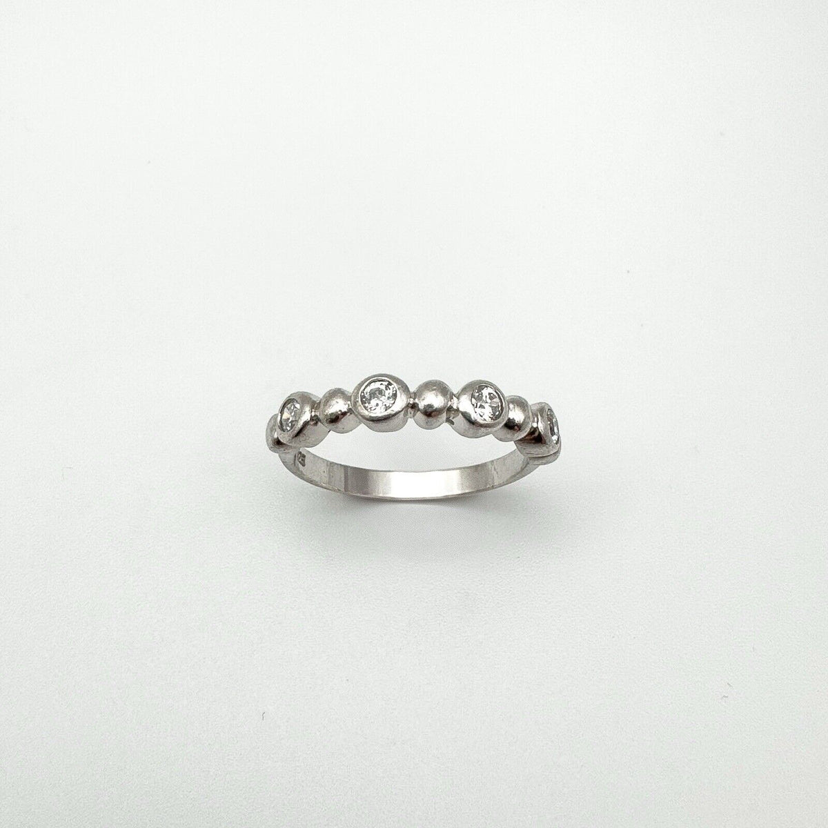 CZ Bubble Ring in Sterling Silver 925 Size P - Q Wedding Eternity Stacking