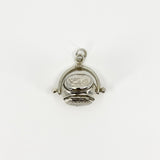 Unusal Vintage Sterling Silver Spinning 3x Sided Photo Locket Fob / Pendant 925