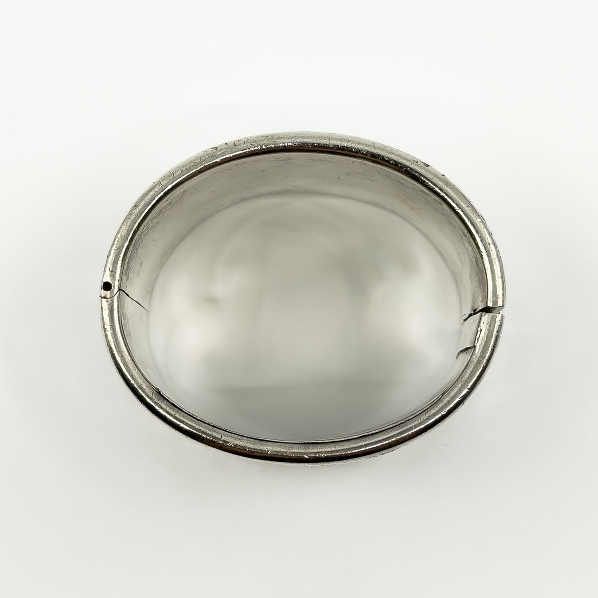 Wide Antique Victorian Sterling Silver Engraved Floral Bangle 925