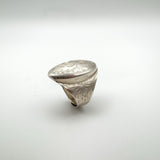 Large Chunky Oval Vintage Engraved Ring in Sterling Silver 925 Size P - Q by DPG