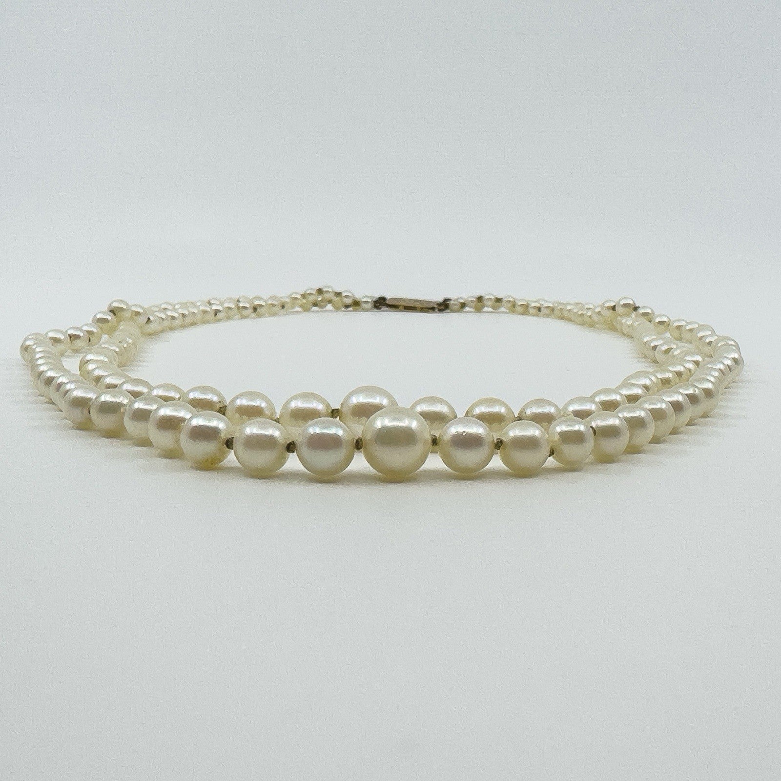 Vintage 9ct Gold Cultured Double Row Pearl 17” Necklace 375