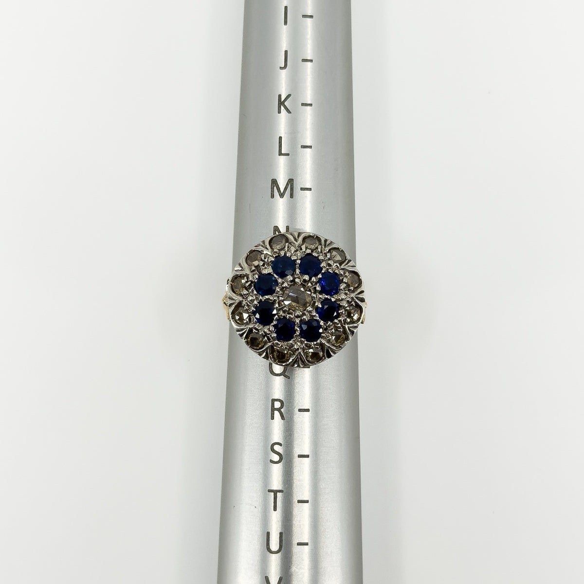 Antique Edwardian 14ct Gold Rose Cut Diamond & Sapphire Bombe Ring 585 Size O P