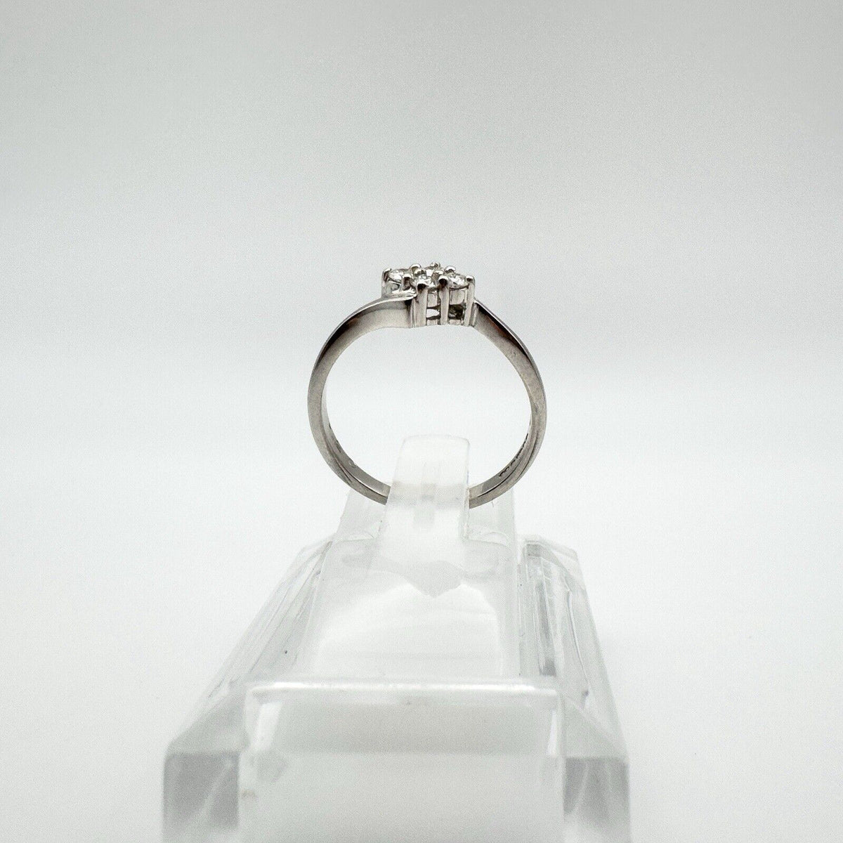 9ct White Gold 0.20ct 4x Stone Diamond Ring Size N - O Freshly Rhodium Plated