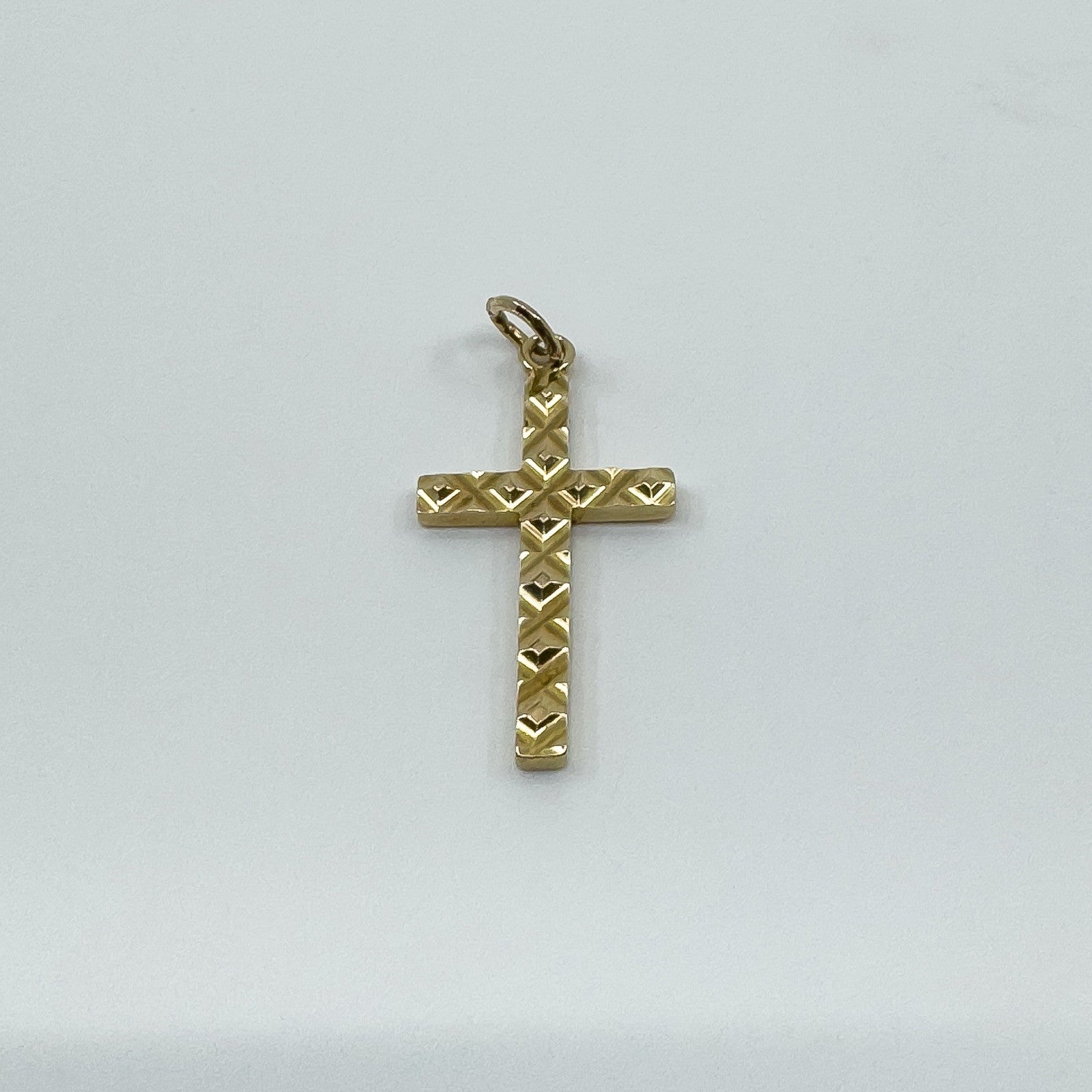 Vintage 9ct Gold Diamond Cut Christian Cross Pendant / Charm 375 Reversible 3d