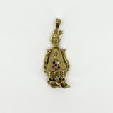 Large Chunky Vintage 9ct Gold Articulated Clown CZ Pendant 375 (1996)