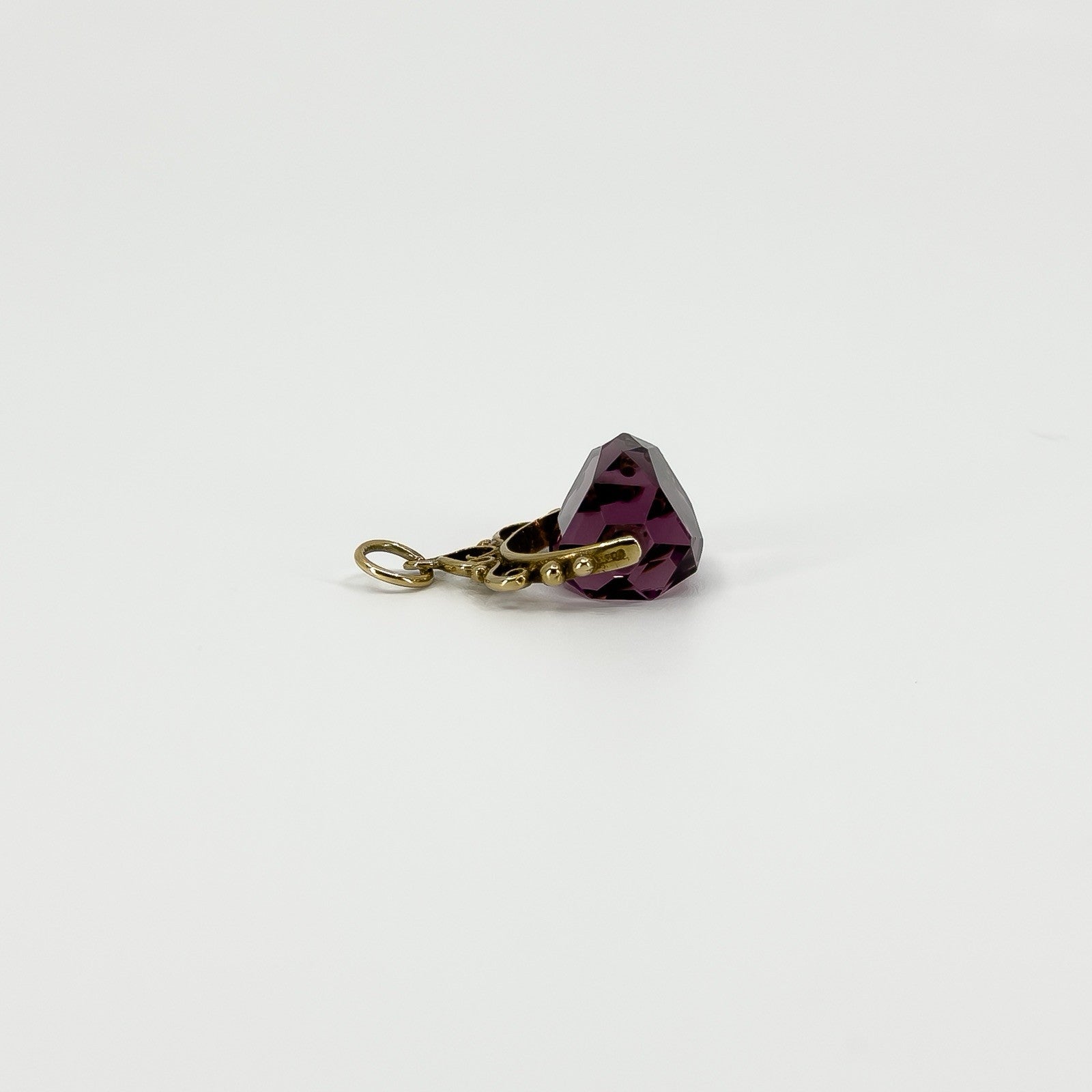 Vintage 9ct Gold Spinning Amethyst Fob / Pendant / Charm 375 (Birm 1965)