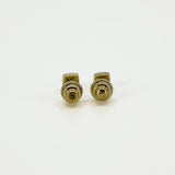 Small Chunky 14ct Gold Tiny Diamond Solitaire Square Stud Earrings 585