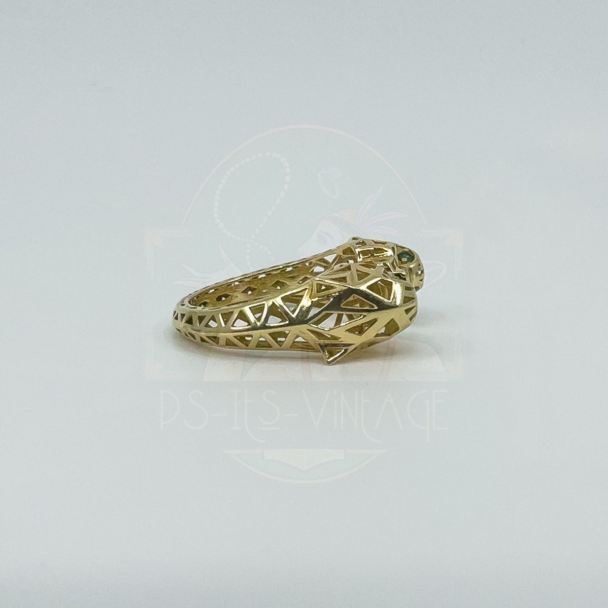 18ct Gold Gem Set Double Panther Head Ring Size O 750