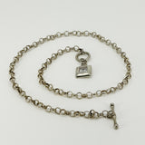 Vintage Sterling Silver 16.8” Rolo Chain & CZ T-Bar Toggle 925