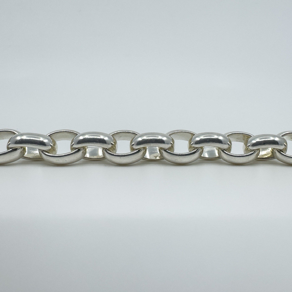 Sterling Silver Chunky Oval Belcher Chain 9.5” Bracelet Unisex 50g