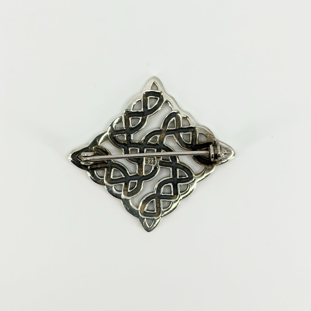 Vintage Sterling Silver Square Celtic Brooch 925
