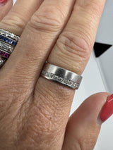 Chunky Wide 6.8mm Platinum Diamond Full Eternity Band / Ring 950 Size O (2007)