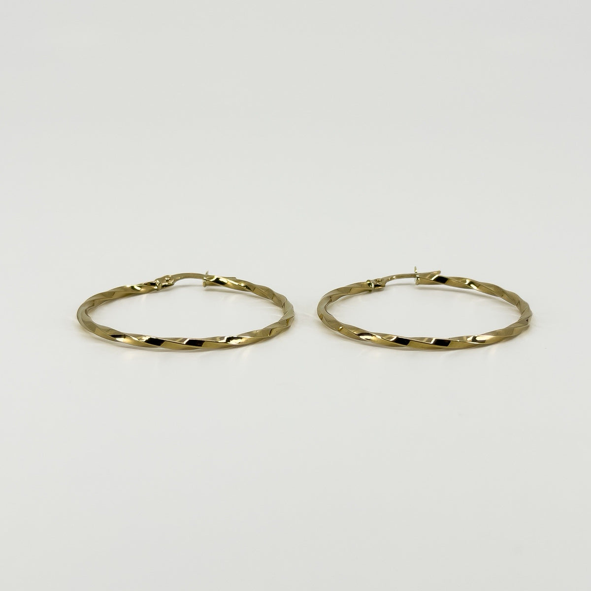 Large Vintage 9ct Gold Twisted Hoop Earrings 375