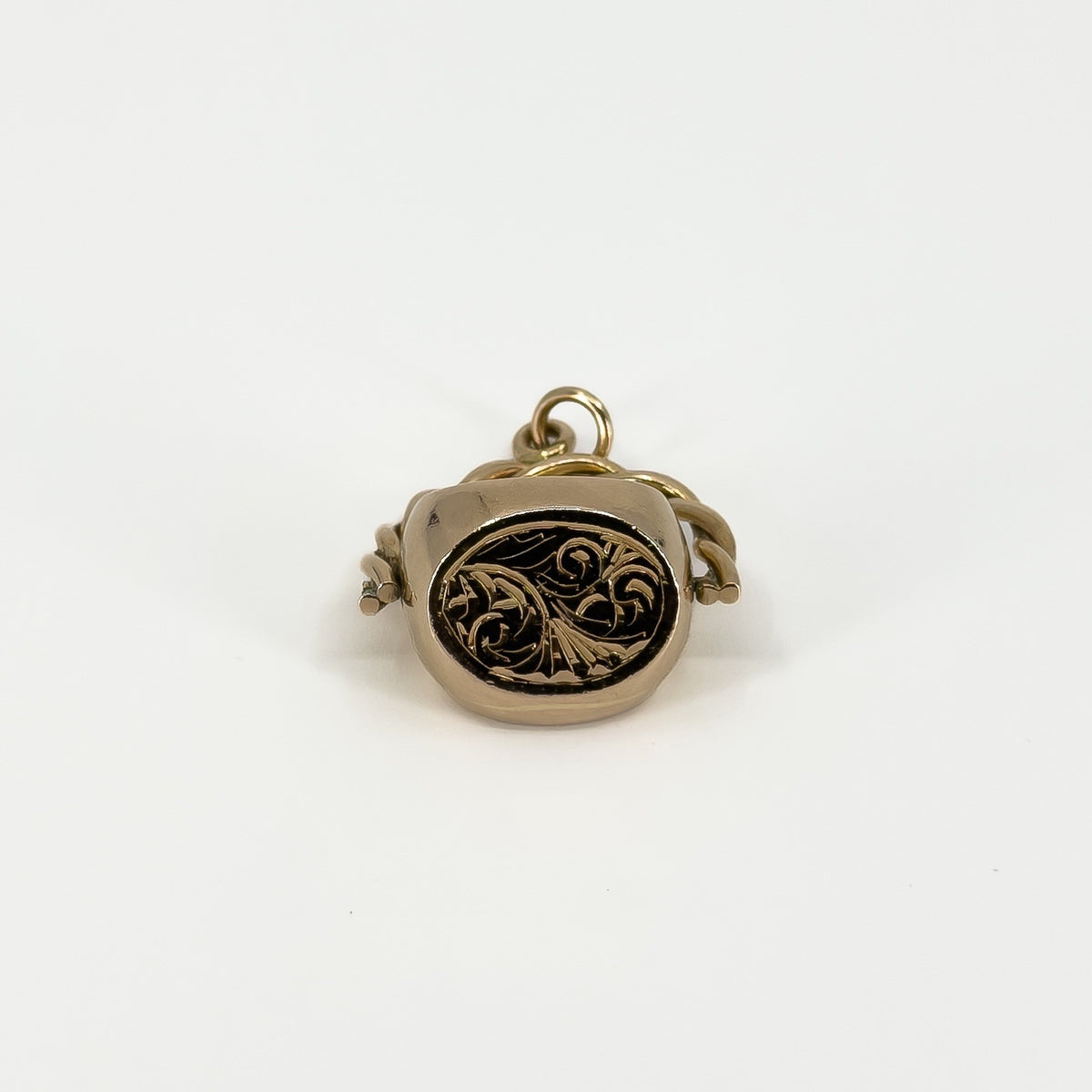 Vintage 9ct Rose Gold Double 3 Sided Spinning Engraved Fob 375 (Birm 1995)
